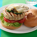 Basil Turkey Burgers with Muenster Cheese & Grilled Vegetables
